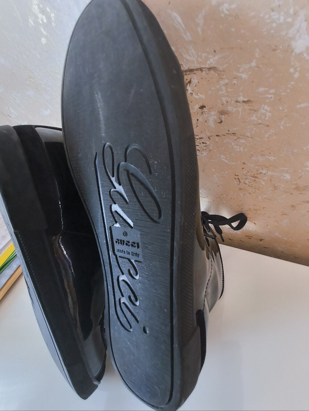 Authentic Gucci Patent Leather High-Top Sneakers Boots EU 36 Black - Picture 6 of 15